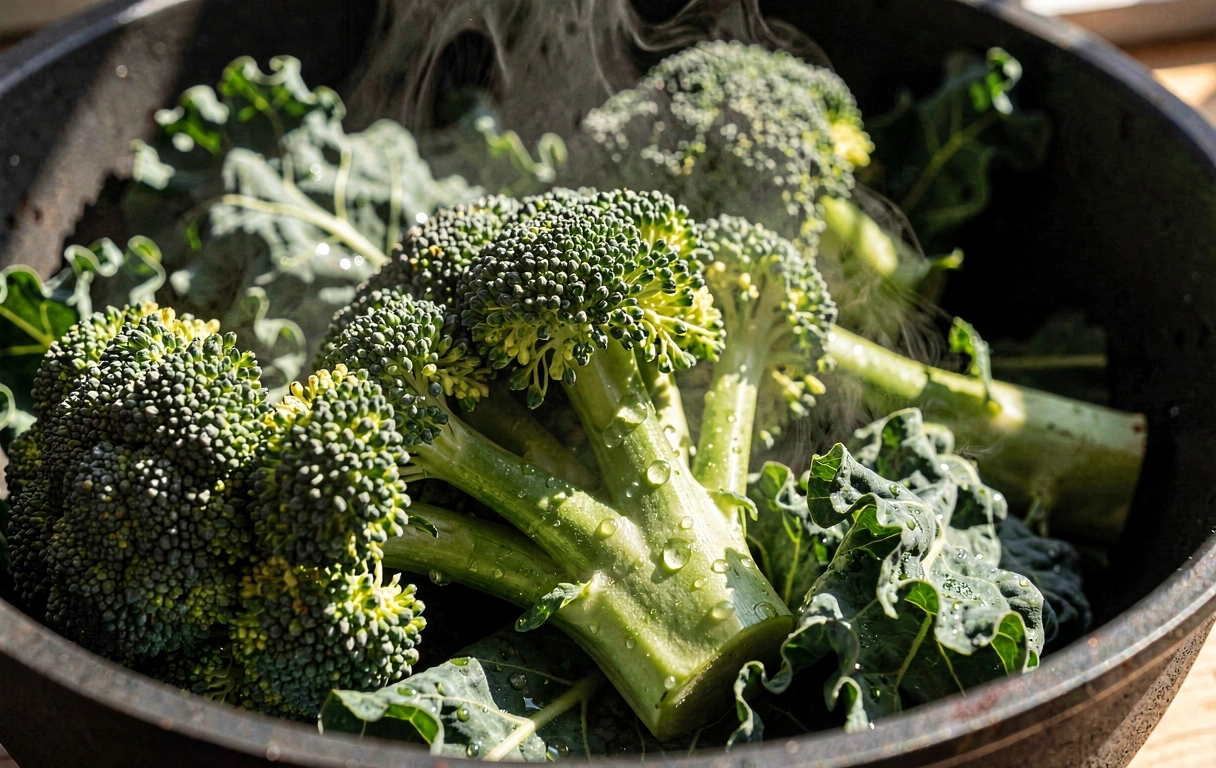 Técnica de vapor em vegetais